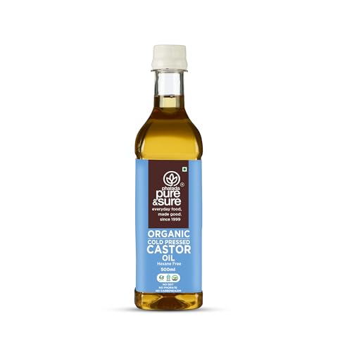 Pure & Sure Organic Castor Oil 500ml | 100% Natural & Cold Presse...