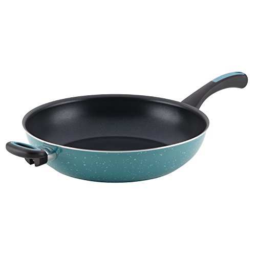 Get Discount Offer Paula Deen Riverbend Deep Nonstick Frying Pan / Fry Pan / Skillet with Helper Handle - 12.5 Inch, Blue