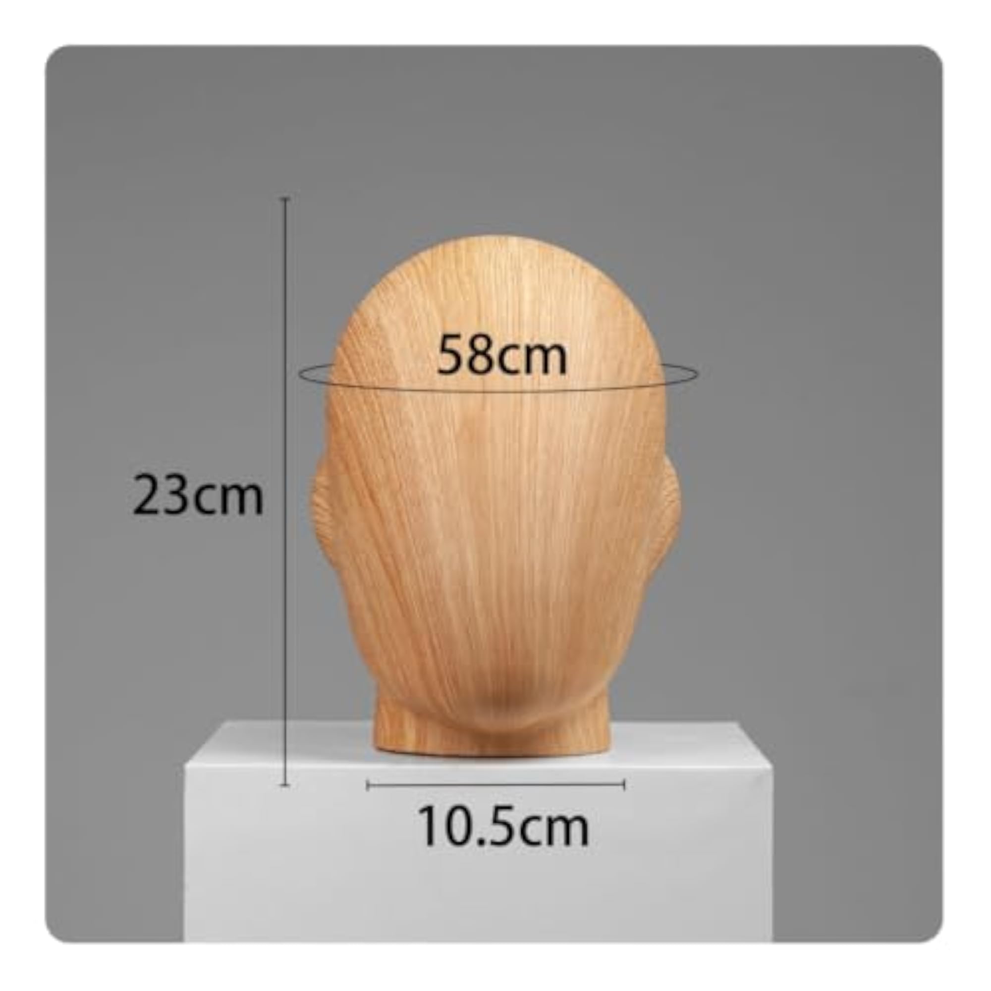 Wood-Grain Finish Mannequin Head Stand for Hairpiece Display