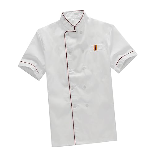 OUNONA Unisex Xxxl Short Sleeve Casual Loose Chef Coat for Restaurant Bakery Hotel Breathable Wearproof White Chef Jacket Easy to Wash Oil Catering Shirt