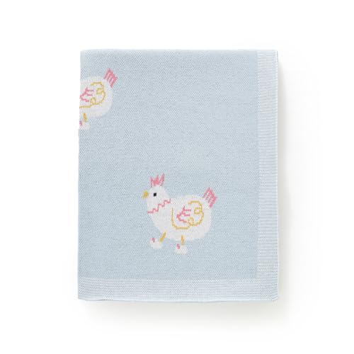 Image of mimixiong Baby Blanket Knit Receiving Boys Girls Blanket Soft Cotton Neutral Blanke for Swaddle Crib Stroller with Cute Sheep (Chicken-Blue, 30x40 Inch (Pack of 1))