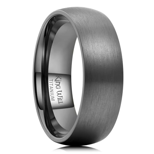 King Will 8mm Gunmetal Grey Titanium Rings, Men's Wedding Rings