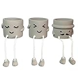Sizavi 3Pack Long Leg Planter Cute Plant pots Smiley face Planter Funny planters for Indoor Plants mini Flower pots Concrete Pot Cute Room Decor Desk Decor Gift for Father Friends and Family(A, 3)