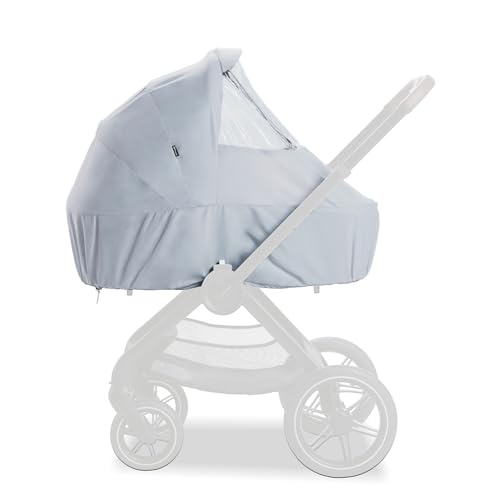 Image of Hauck Rain Cover for Baby Bath and Buggy Walk N Care, Easy Access Viewing Window, Universally Adjustable Thanks to Drawstring, Water and Sun Visor, Small Foldable, PEVA Film Grey