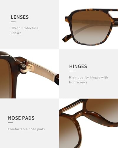 Image of GRFISIA Retro Aviator Sunglasses for Women Men Trendy Rectangle Womens Mens Sun Glasses Shades for Driving Vacation UV400