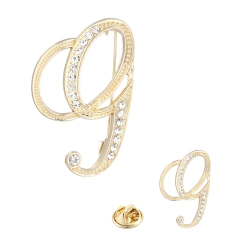 Image of PATIKIL Rhinestone Letter Brooch Pins, Initial Rhinestone Alphabet Letter Lapel Badges Pin for Women Men Suits Dress Coat