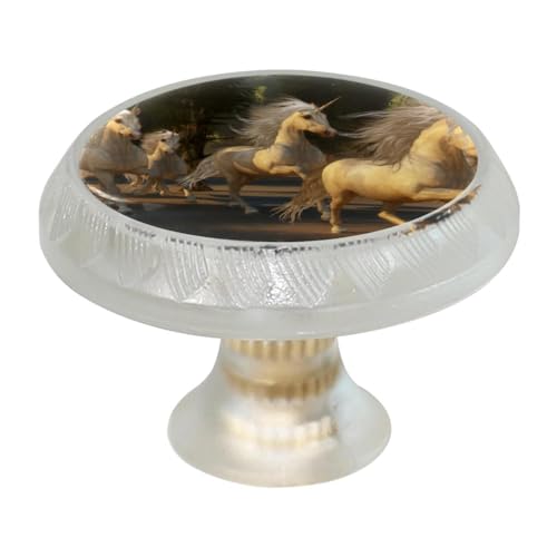 Burid Tiradores mágicos de unicornio corriendo del bosque, tiradores para cajones de cocina, dormitorio, tocador, baño, puerta de muebles (paquete de 4)