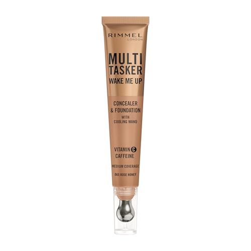 Rimmel Multi-Tasker Wake Me Up 065 Rose Honey – Anti-cernes & Fond de Teint 2-en-1, Éclat Naturel, Formule Vegan, 20ml