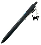 miwaki ボールペン ゲルインク 黒 シャーする 猫 アクセサリー シンプル キャット チャーム付き 取り外し可能 エポキシ樹脂 レジン 手描き 日本製 シルバー sya-pen01 黒猫 A