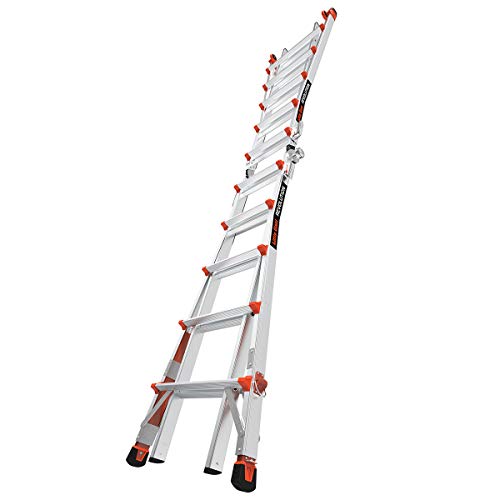 Little Giant Ladders, Revolution with Ratchet Levelers, M22, 22 ft, Multi-Position Ladder, Ratchet™ leg levelers, Aluminum, Type 1A, 300 lbs weight rating (12022-801), Gray
