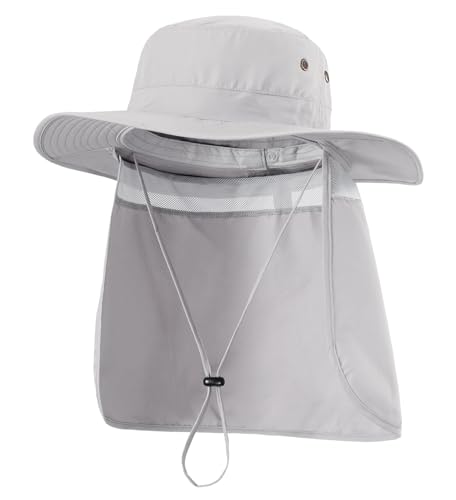 Image of Home Prefer UPF50 Mens Sun Hat with Neck Flap Quick Dry UV Protection Cap Womens Wide Brim Fishing Hat Neck Flap Beach Garden