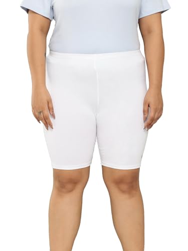 Image of LEADING LADY Women's Solid Cotton Mid Rise Shorts | Skinny fit Short for Workout, Yoga, Gym & Running Shorties (Pack of 3)