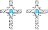 Plated platinum or Gold Cross Earrings with Opal Eea Studs for Sports.