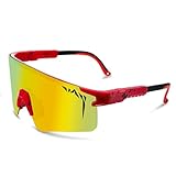 IKTOD Sports Sunglasses Men Women Anti-UV Baseball Sunglasses Youth Cycling Running Softball Goggles (Red Frame Red Lenses)