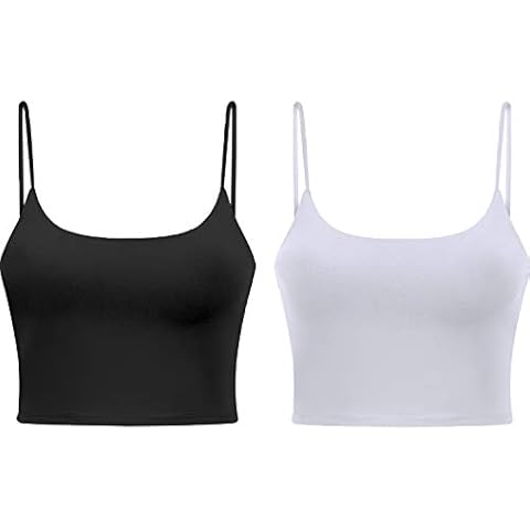 Women's Longline Sports Bra Camisole Crop Top with Cups and Built in Bar for Yoga, Multicolor, S Cover