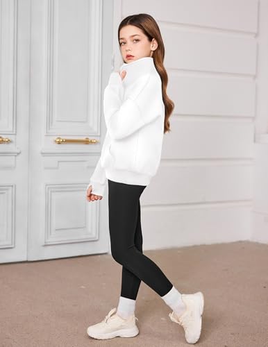 Image of Arshiner Girls Half Zip Sweatshirt Fleece Quarter Zip Pullover Sweatshirts | Fall Fashion Clothes for Teen Girls with Thumb Hole for 5-16 Years