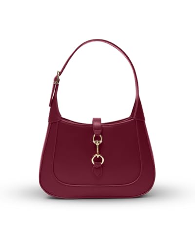 Shoulder Bag for Women Small Burgundy Purse Vegan Leather Adjustable Strap