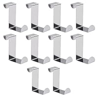 BinPhorm Over Door Hooks,10 PCS Heavy Duty Over Door Hanger Stainless Steel Coat Hooks Cupboard and Drawer Hooks for Bedroom Bathroom Kitchen Wardrobe