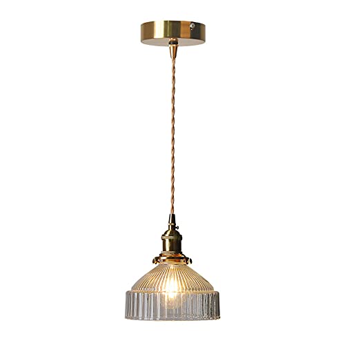 Pendant à LED japonais en verre et laiton style rétro vintage pour salon
