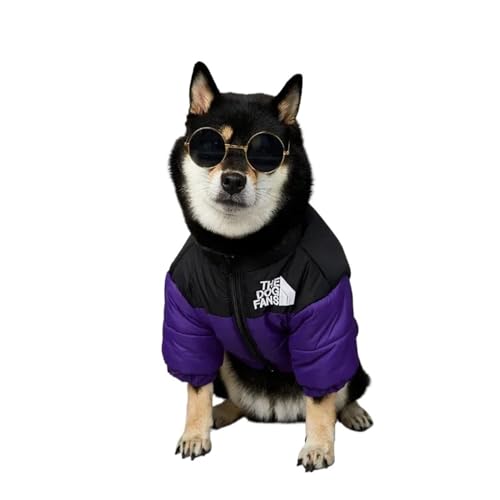 ペットの犬の服小中大型犬服フレンチブルドッグ冬暖かいダウンジャケットヨーキー犬アクセサリー(PURPLE,S)