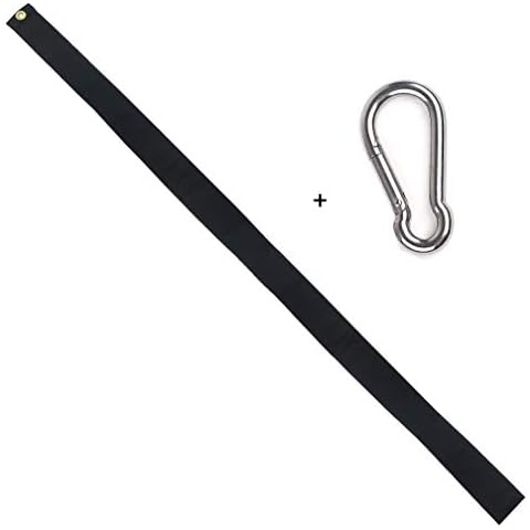 Huouo 5 FT Black Mourning Ribbon Streamer for 3x5' Flag + 1 PCS Spring Snap Hooks to Attach to Flags or Pole Cover