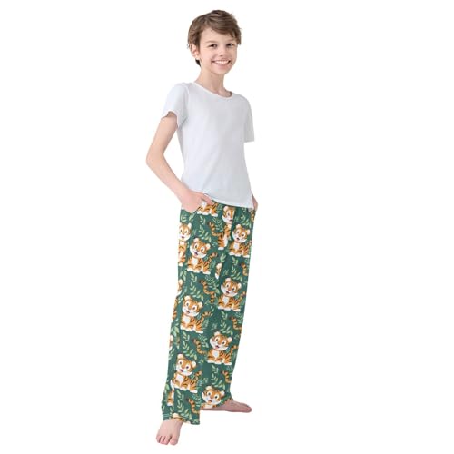 Boys' Pants Tiger Cute Animal Long Bottoms Jogger Pants Elastic Waist Trousers with Pockets S-XL4