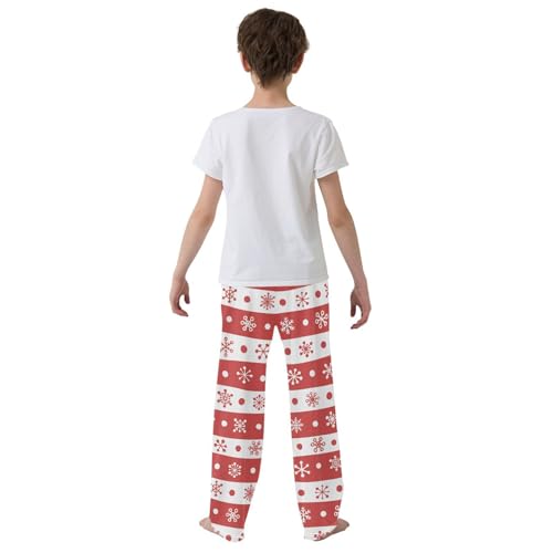 Boys' Pants Red Stripes Snowflakes Christmas Long Bottoms Jogger Pants Elastic Waist Trousers with Pockets S-XL3