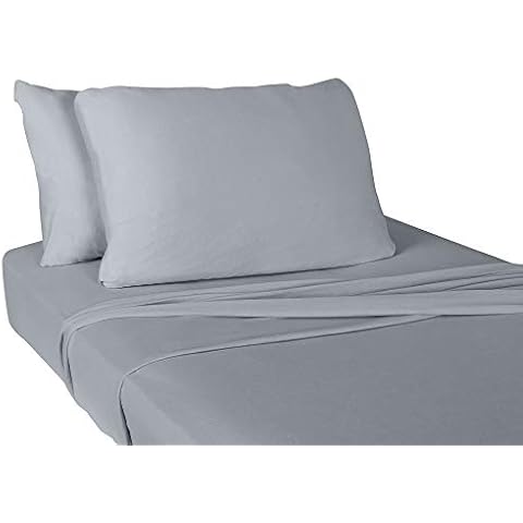 IDEAhome Jersey Knit Super Soft Pillow Cases, Polycotton, Envelope Closure End, Standard Size, 20" x 30", Grey, 2 Pack Cover