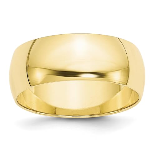 Solid 10k Yellow Gold 8 mm Rounded Wedding Band Ring Size 7