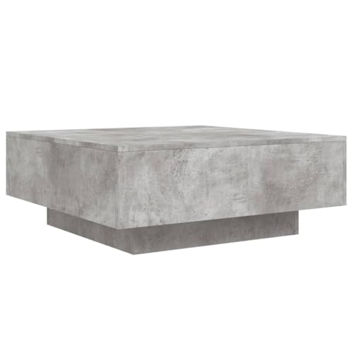 vidaXL Table Basse avec Lumières LED, Table d'Appoint, Bout de Canapé, Meuble de Salon Salle de Séjour, Moderne, Gris Béton Bois d'Ingénierie