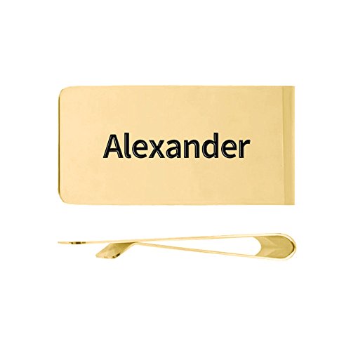 Personalized 925 Sterling Silver Money Clip Engraved Custom Made with Any Names (Golden)