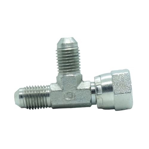 Image of 1 Piece Steel JIC Flare Tube Fitting,Tee Swivel Run 1 /4 JIC (7 /16''-20 Threads)
