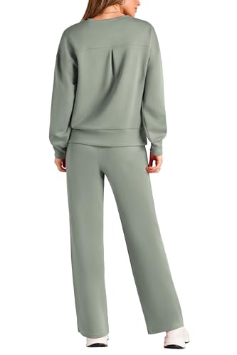 PRETTYGARDEN Womens 2 Piece Outfits 2025 Fall Long Sleeve Sweatshirt Wide Leg Pants Lounge Sets Winter Sweatsuits Tracksuit2