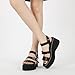 LVOMU Women's Leather Strappy Wedge Platform Goth Sandals With Adjust Ankle Buckle Fashion Comfortable Round Open Toe Chunky Heel Anti-slip Slingback Everyday Y2K Punk Sandals (Buckle,7)