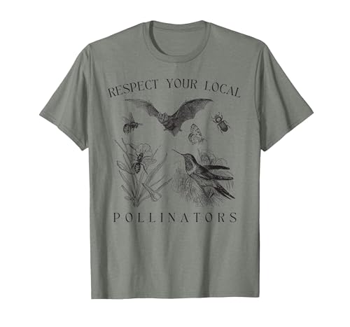 Respect Your Local Pollinators | Vintage Bug Protect Nature T-Shirt, Men, Olive Heather, Large