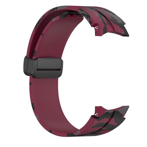 Image of Prolet Silicone Strap with Folding Magnetic Lock Compatible with Samsung Galaxy Watch 4, Watch 5, Watch 5 pro, Watch 6, 40mm /42mm /43mm /44mm /45mm Soft Silicone strap (Army WineRed)