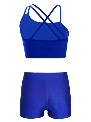 Kids Girls 2 Piece Dance Outfits Gymnastics Crop Top with Booty Shorts Sport Tracksuit Swimsuit Clothing2