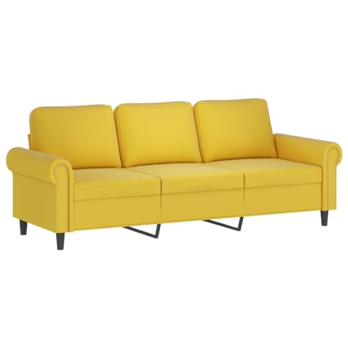 vidaXL Sofagarnitur 3-TLG., Sessel Couch mit Kissen, Sofa Wohnzimmersofa mit Armlehnen, Couchgarnitur Designsofa Sitzmöbel Polstermöbel, Gelb Samt – Bild 6