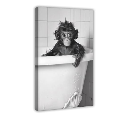 Poster singe dans la baignoire cadeau original déco 40x60