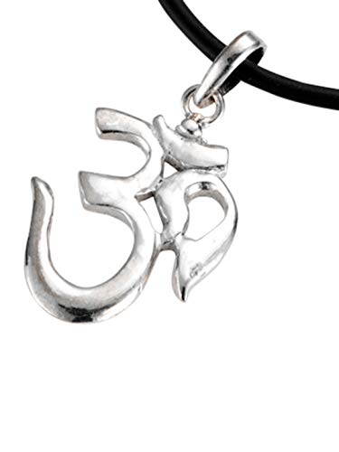 Preisvergleich Produktbild Halskette, Lederband mit Anhänger, Sterling-Silber, Om-Zeichen, groß