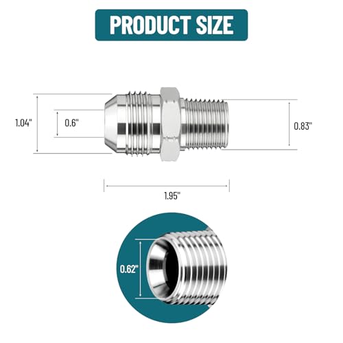 Image of 10 Pack Hydraulic Hose Adapter Fittings: 3 /4 inch JIC 37 Male x 1 /2 inch NPT Male, Straight Tube Connectors with Protection Cover