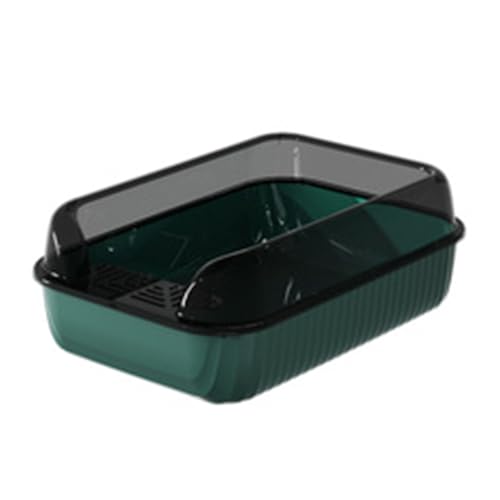 Arenero semi cerrado para gatos grande con pala y bandeja extraíble verde miniatura 1