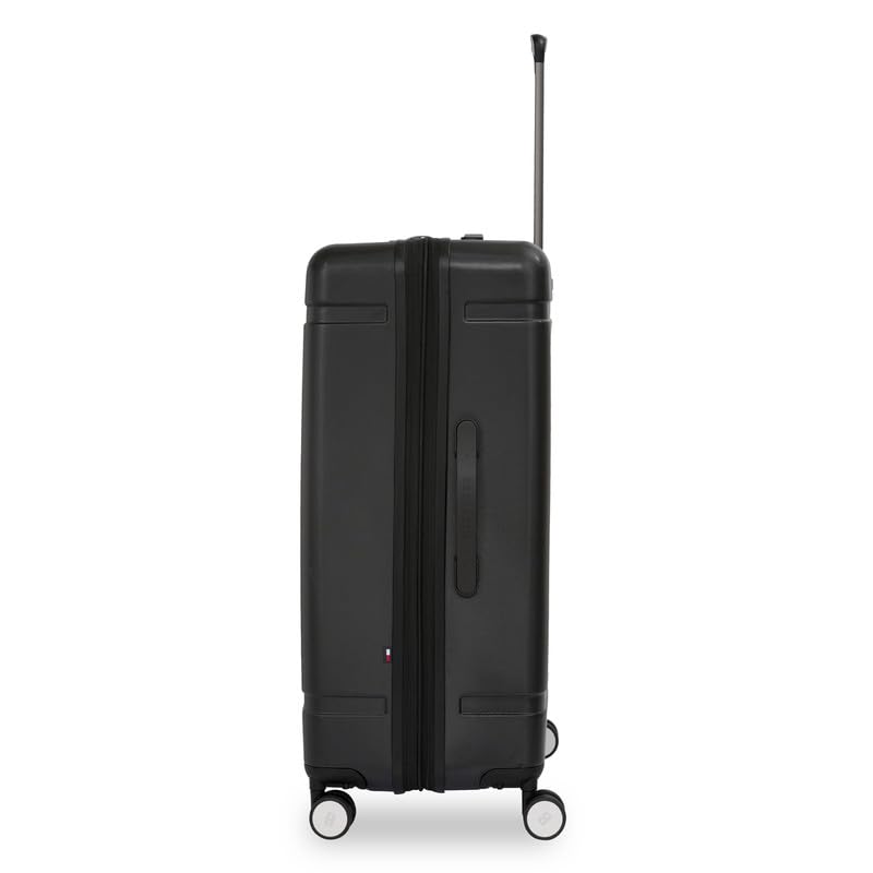 Image of Tommy Hilfiger Millennia Large Hard Luggage - Black |Check-in Trolley Bag with TSA Lock | 360 Spinner Double Wheels | Telescopic Handle | Polycarbonate Hardshell Suitcase | 89L Capacity | 78cm