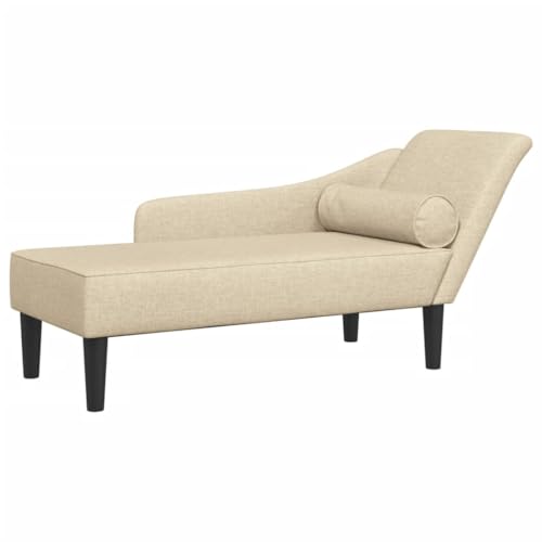 VidaXL Sofá Diván con Cojines de Tela Crema - Chaise Longue, Tapizado, Tumbona para Salón y Dormitorio
