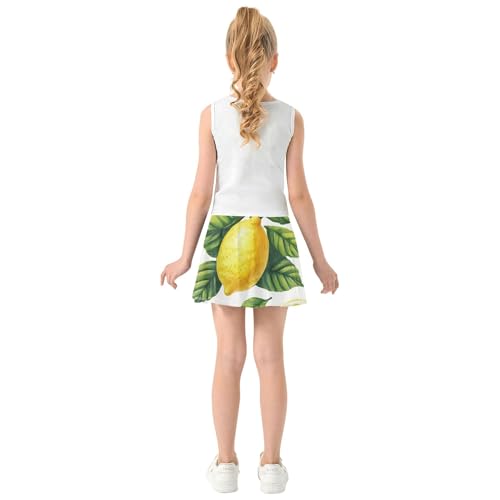Joisal Print Athletic Shorts Girls Skorts Tennis Skirts Kids Teen Skirt Watercolor Yellow Lemon Vibrant 4t4
