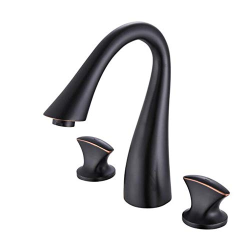 Robinet lavabo 3 trous noir ancien mélangeur eau chaude et froide en laiton style fendu