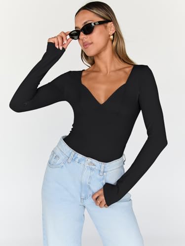 Trendy Queen Going Out Tops for Women Trendy Long Sleeve Shirts Fashion Clothing V Neck Basic Y2K Clothes Cute Shirt Corset2