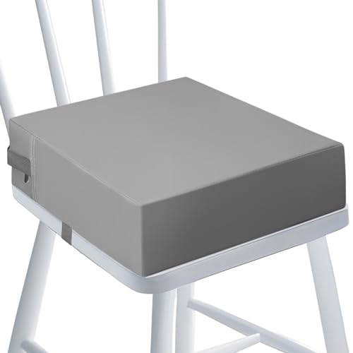 HAWAKA Asiento Elevador para Niños Desmontable Doble Correas Sillas Gruesas Cojín Creciente Niños Cojín para Mesa de Comedor (Grigio)