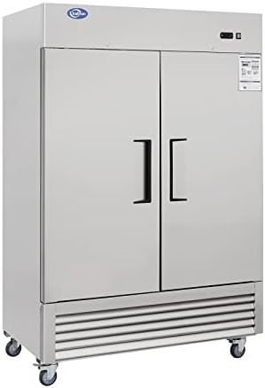 kalifon 54" Commercial Freezer with 2 Solid Door, 49 cu.ft Stainless Steel Reach-in Freezer for Restaurant, Bar, Home, Shop and Business