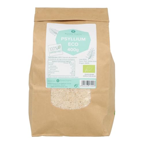 PLANETA HUERTO | Cáscara de Psyllium ECO 400 g - Fibra Ecológica para Tránsito Intestinal, Colesterol y Bienestar Digestivo